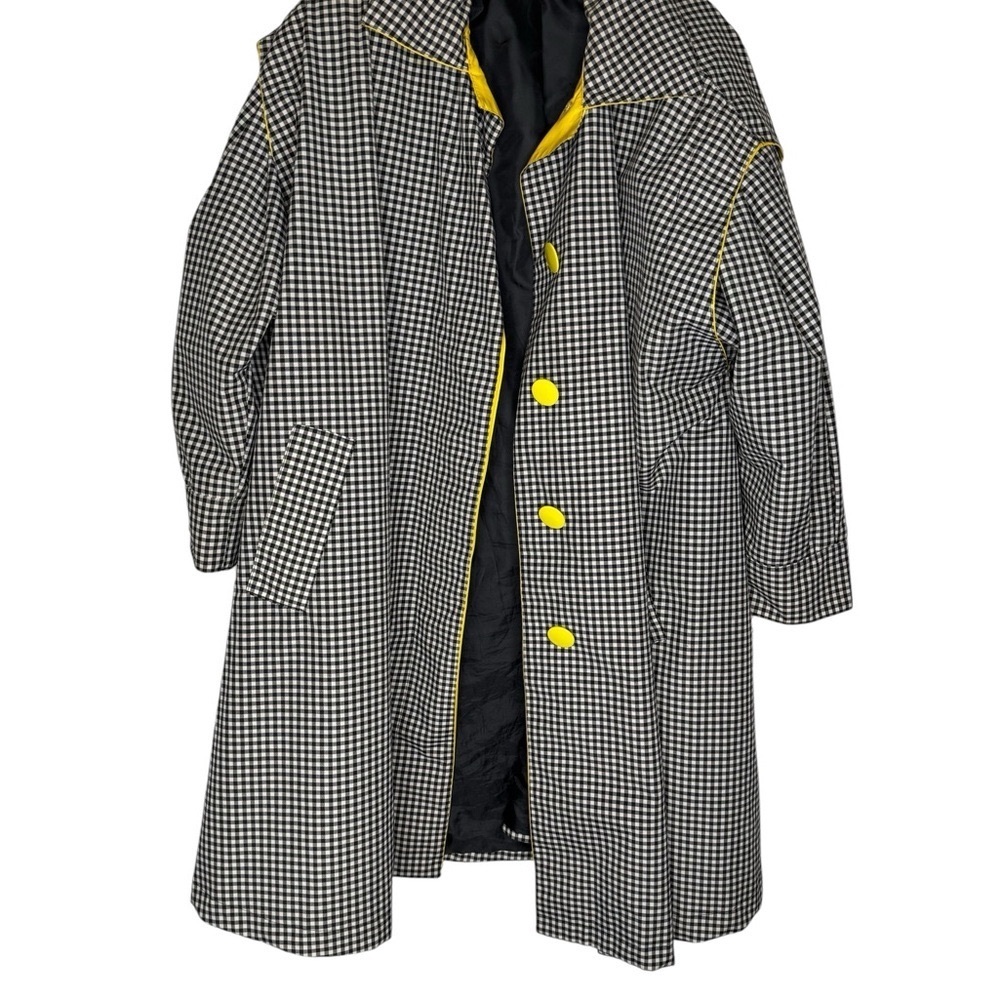 ✨ Vintage Ilie Wacs Black White‎ Gingham Coat Women’s 10 Yellow Accents ✨